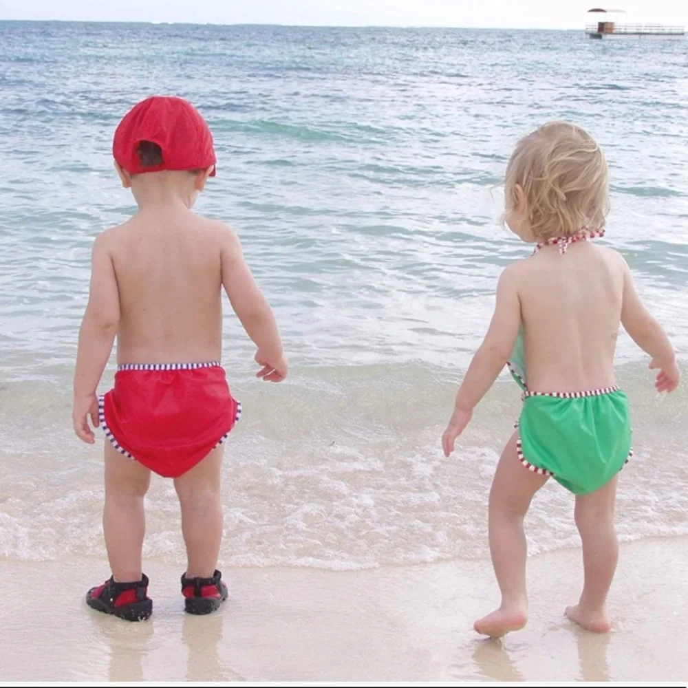 KOOSHIES Girls Blue Sea Swimsuit Reusable Diaper S